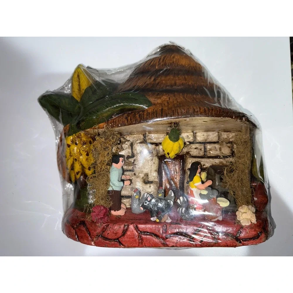VTG Terracotta Clay Tropical Caribbean Hanging Wall Decor Folk Art‎ Farm Village